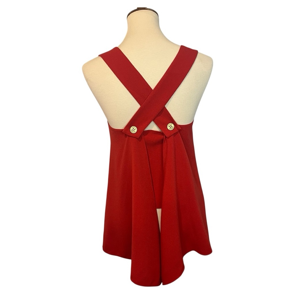 Rachel Roy Lava Orange Red Trapeze Tank Deep V Cross Back Top NWT XS